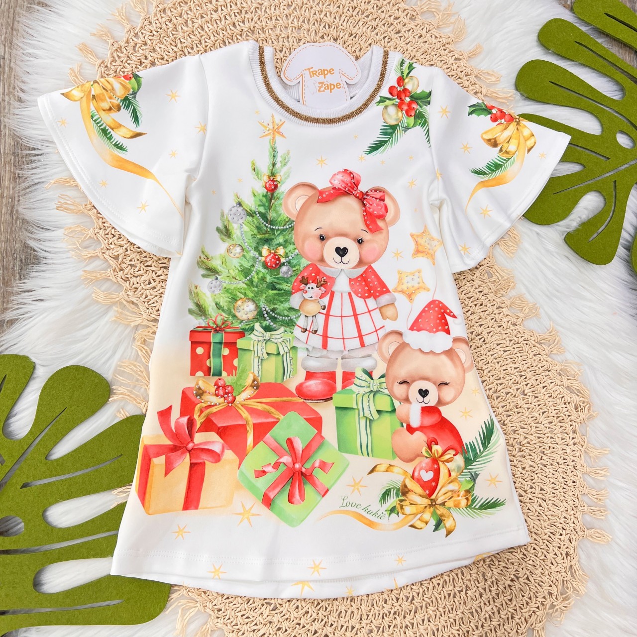  Vestido Presentes de Natal ursinhas